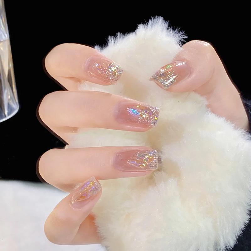 

Aurora Glitter Elf Style Wearable Nail Art Patches - False Nail Pieces Glue Style