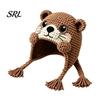 Handmade Yarn Crafts Animal Hood Hat Crochet Kit, DIY Earflap Craft Kits for Teens Cute Crafting Project Adults Teens, Gift Making Kit
