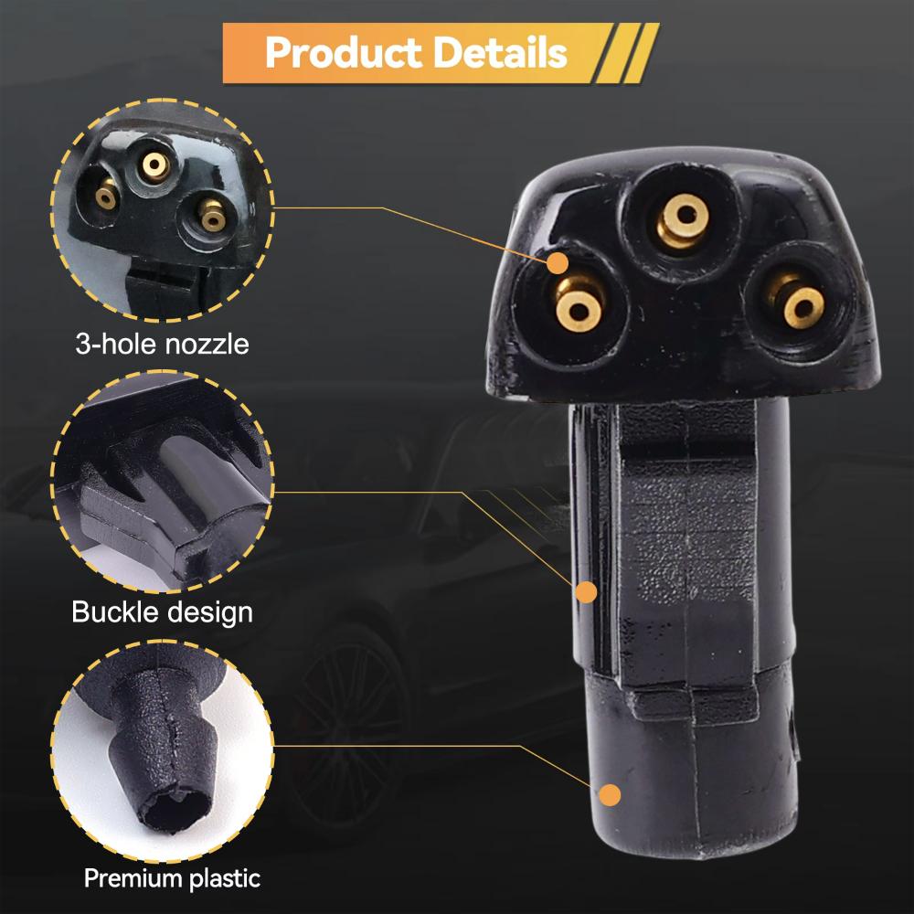 2pcs New Car Windshield Wiper Washer Spray Nozzle for Most Car Models Auto 3 Holes Windshield Washer Nozzles Wiper Water Spray Jet
