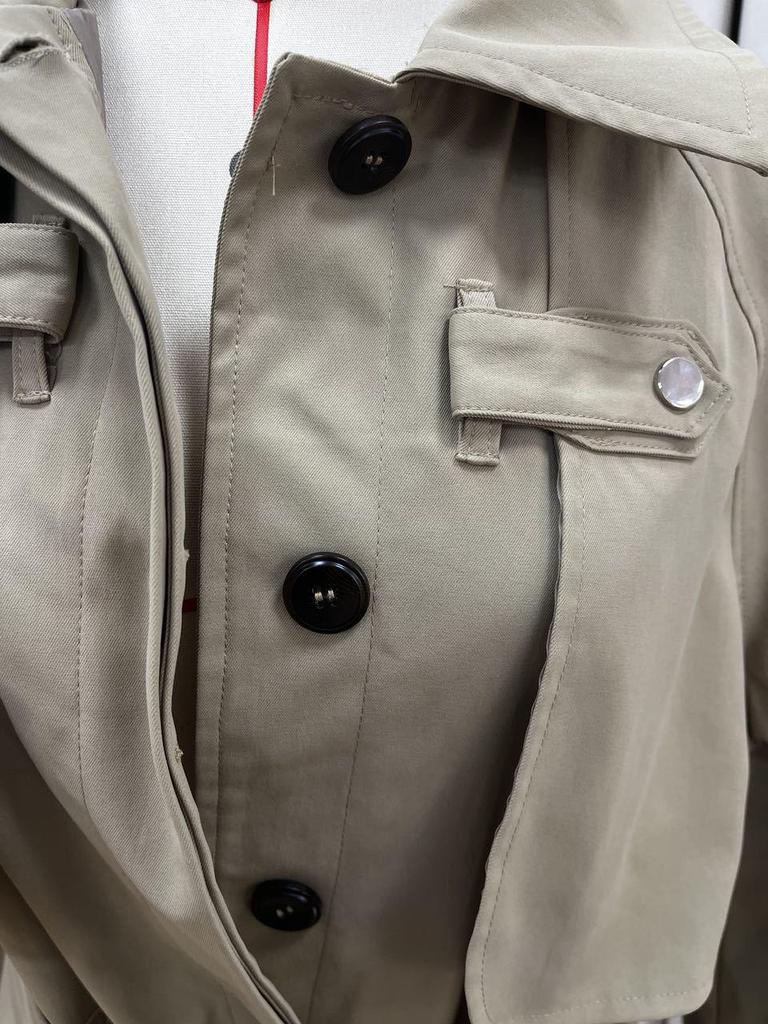 2025 Autumn European & American Fashion Lapel Tie-up Short Trench Coat