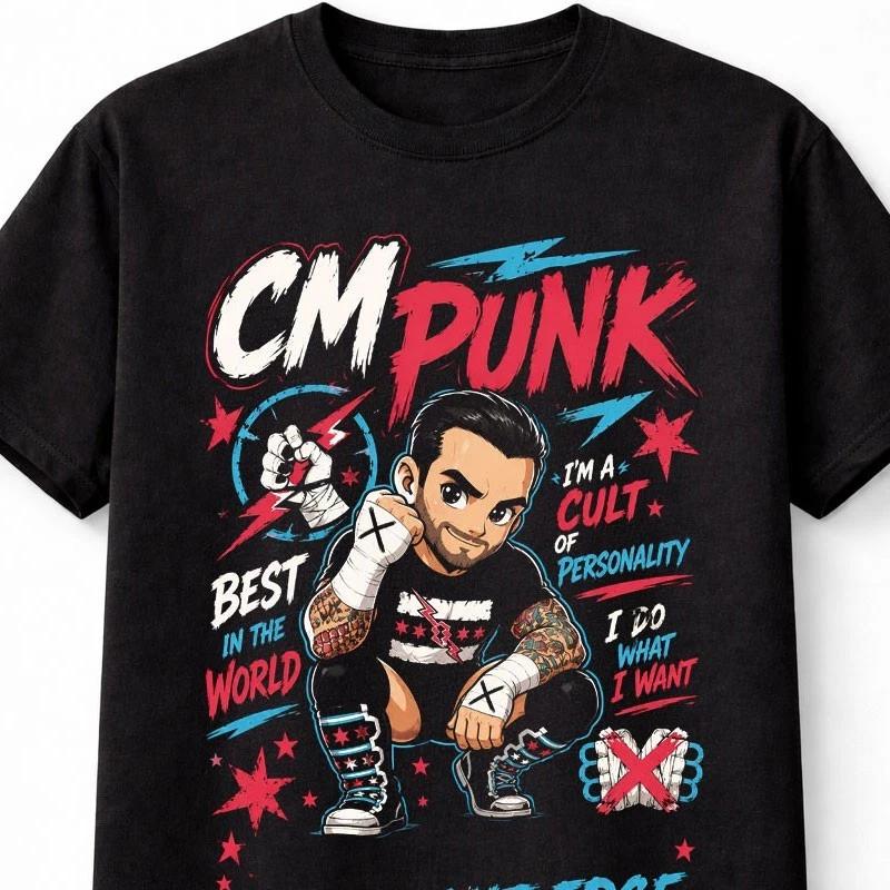CM Punk Wrestling Straight Edge Cult of Personality Graphic Unisex TShirt S