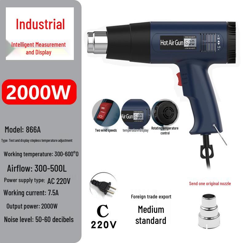 Dual Voltage High-Power Heat Gun: 110V US & 220V EU Handheld for Drying, Film Baking, and Heat Shrink Applications