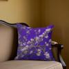 Purple Sakura Square Jacquard Pillow Cover for Sofa Office Waist Cushion Cover Home Decorative Pillowcase