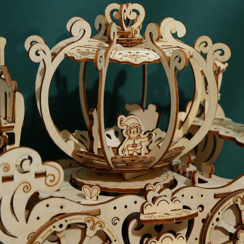 DIY Pumpkin Cart 3D Wood Puzzles Kids Assembling Building Brocks Model Bricks Educational Toy for Adult Child Gift