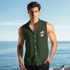 Men's Fashion Printed Sleeveless Lapel Button-Down Shirt Vest Top