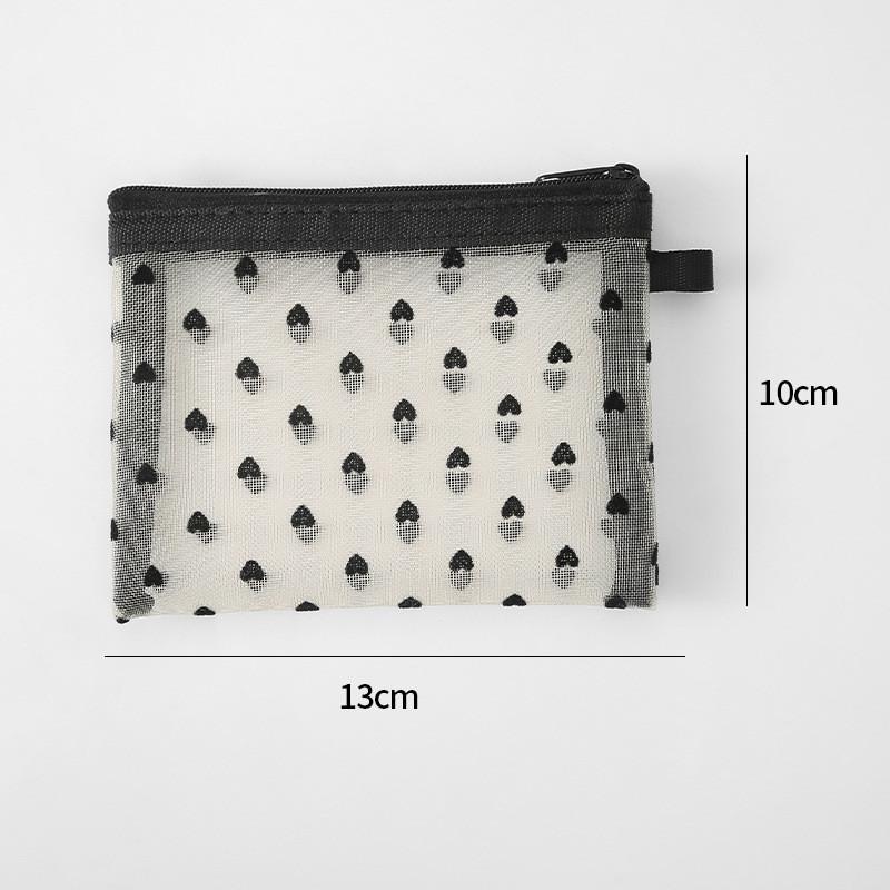 Urban Minimalist Geometric Pattern Heart Mesh Makeup Bag Breathable Storage Bag StyleA