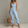 Bohemian Style Linen Cotton Jumpsuit With Halter Neck Lantern Sleeves Women 2026