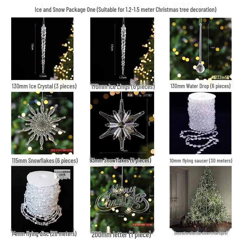 Acrylic Snowflake Glitter Ice Crystal Christmas Tree Ornaments