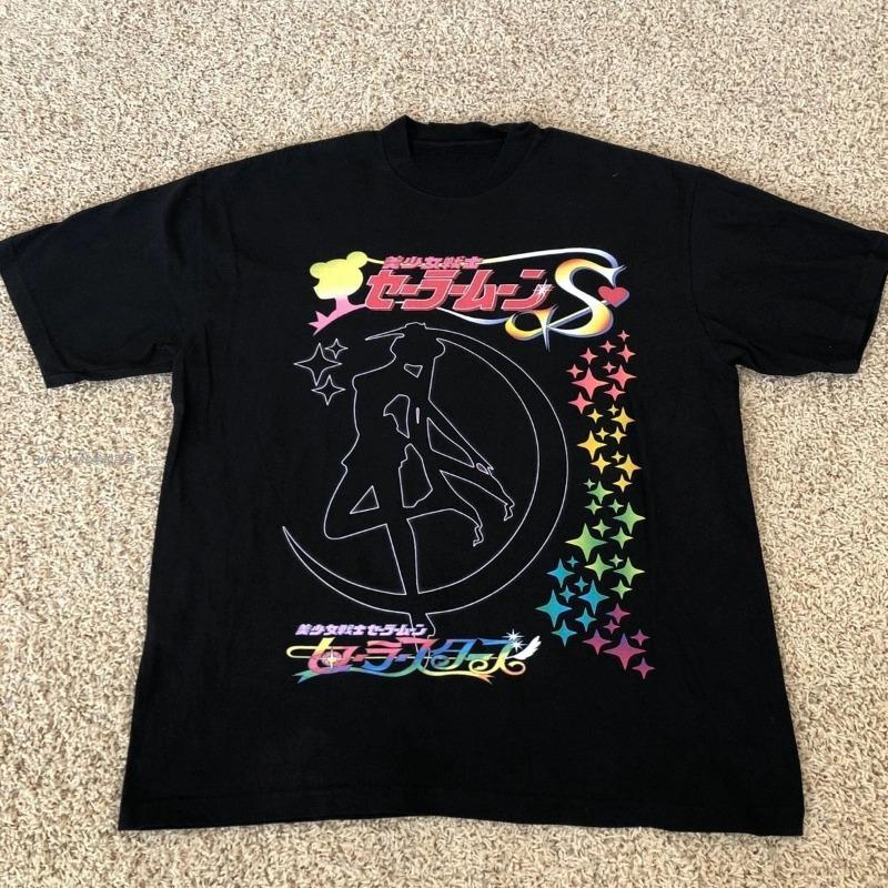 25 Street American Men's and Women's Two-dimensional Vintage Loose Casual Short-sleeved T-shirt Sailor Moon Hare