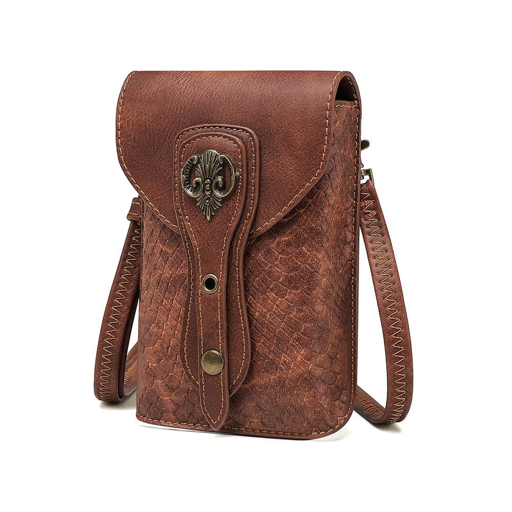 Damen Steampunk MINI Handtasche, Damen Single-Shoulder Crossbody Bag, Motorrad Handy Tasche mit Schlangenmuster
