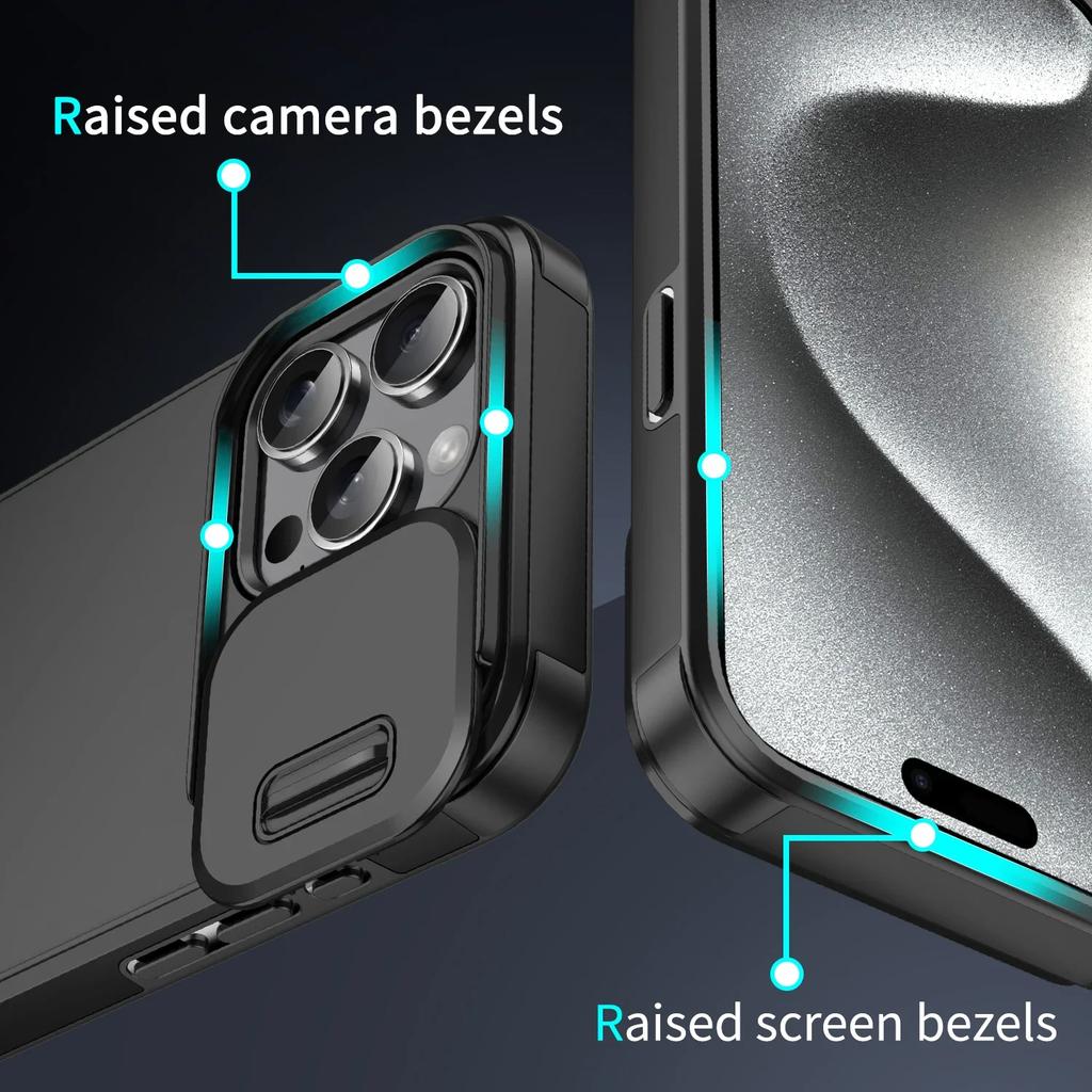 New Shockproof phone Case For iPhone 16 14 13 12 11 15 Pro Max Plus Cover Slide Camera Protective Armor Case for iPhone 16 pro