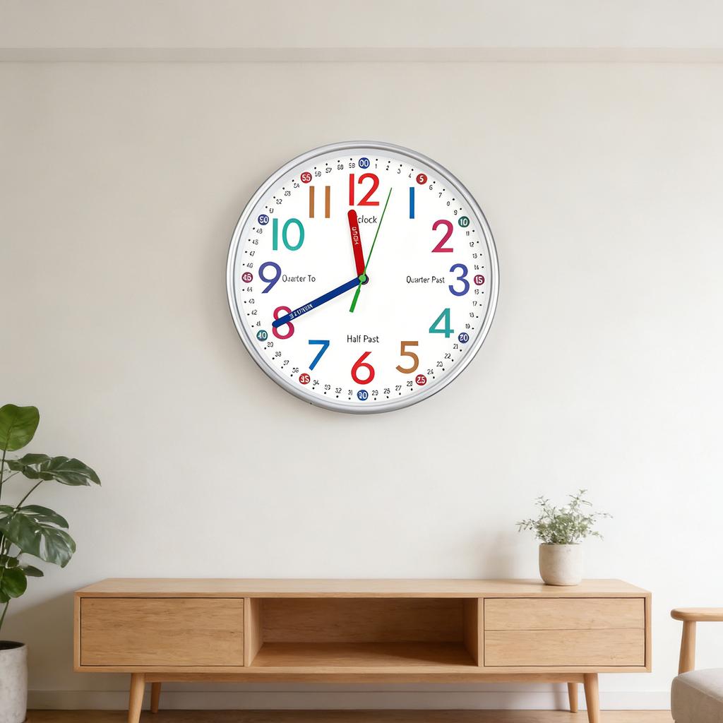 10 Inches Clock Children's Wall Clock Silent Learning Wall Clock 12 Inches Clock