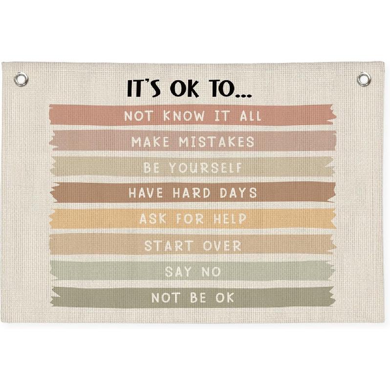 Calming Corner Cozy Corner Banner, Boho Classroom Decor, Calming Strategies Mental Health Wall Hanging Banner Flag Decor for Classroom, Positive