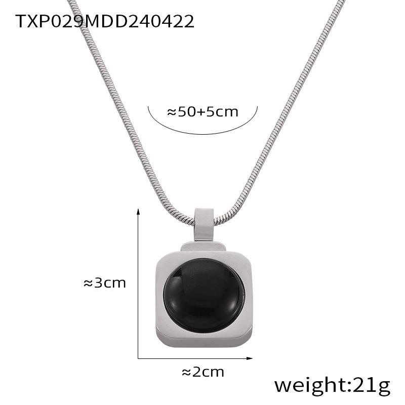 French Minimalist Titanium Steel Pendant Necklace & Water Drop Earring Set for Women