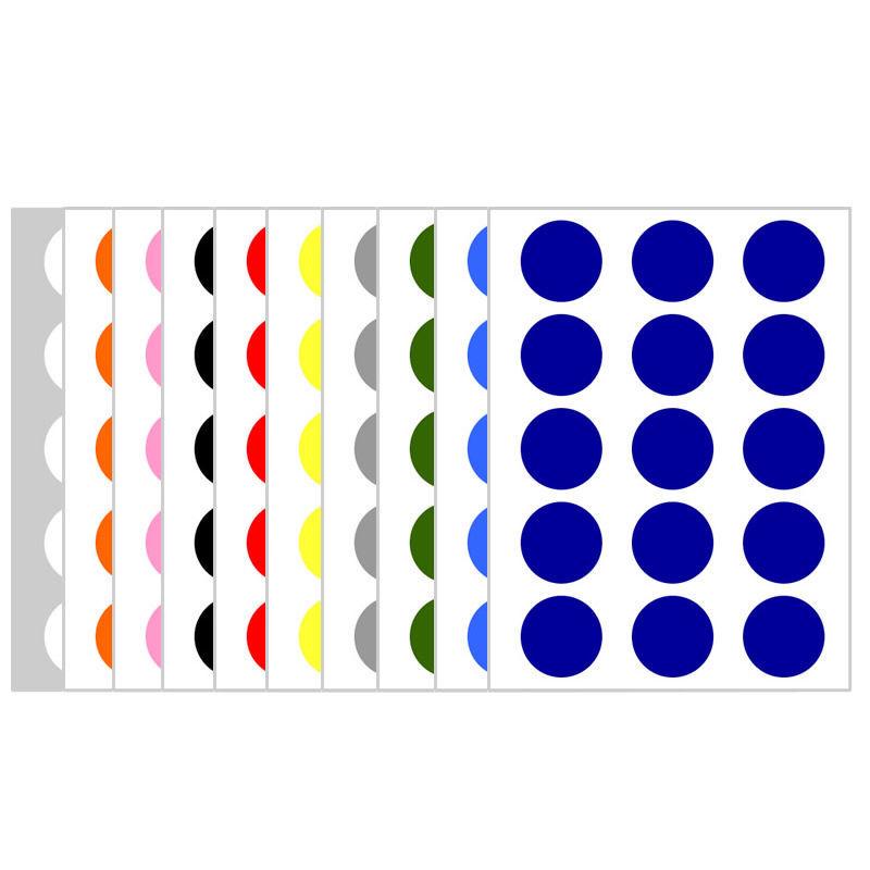 10 Colors Mixed Polka Dot Round Label Stickers: Small & Large, Red, Yellow, Blue, Green, Pink, White, Black, Orange