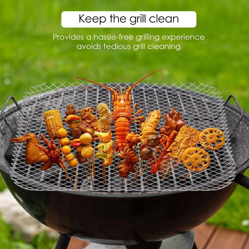 10PCS Aluminum Disposable Barbecue Net Thickened Grill Mesh Mat Food Cooking Screen  Camping Grill