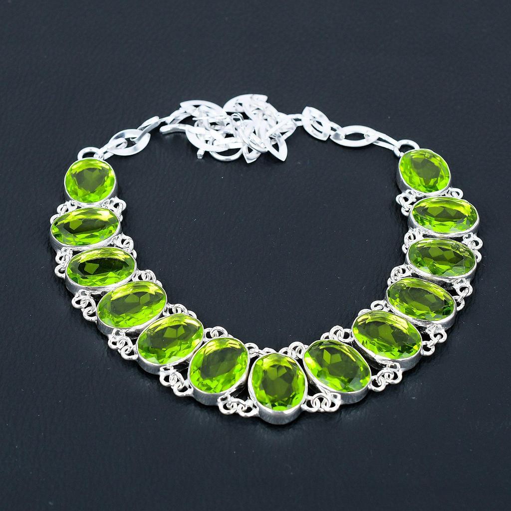 Peridot Necklace 925 Sterling Silver Necklace Peridot Gemstone Necklace Handmade Silver Peridot Jewelry For Her Peridot Necklace For Gifts