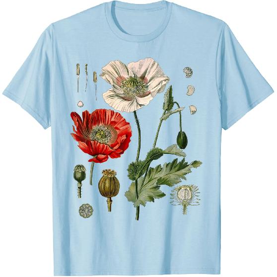 Papavero Rosso Papaveri Botanici T-shirt Papavero Rosso