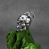 HNSP 316L Stainless Steel Solid Skull Head Pendant Chain Necklace For Men Punk Gothic Motorcycle Style Skeleton Jewelry Gift
