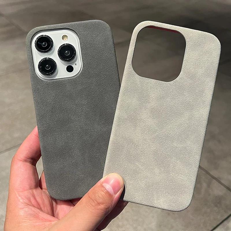 Luxus-Wildleder-Leder-Handyhülle für iPhone 16 15 Pro Max Plus 14 13 12 11 Hüllen Matte Silikon Weiche Stoßfeste Abdeckung Mode