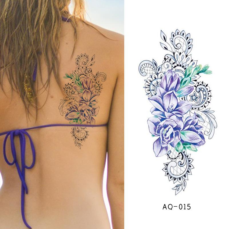 Tatuaje temporal a prueba de agua para mujer, pegatina Sexy de mariposa oscura, tatuaje Flash de cintura trasera para mujer de la India, tatuajes falsos realistas para arte corporal para chica