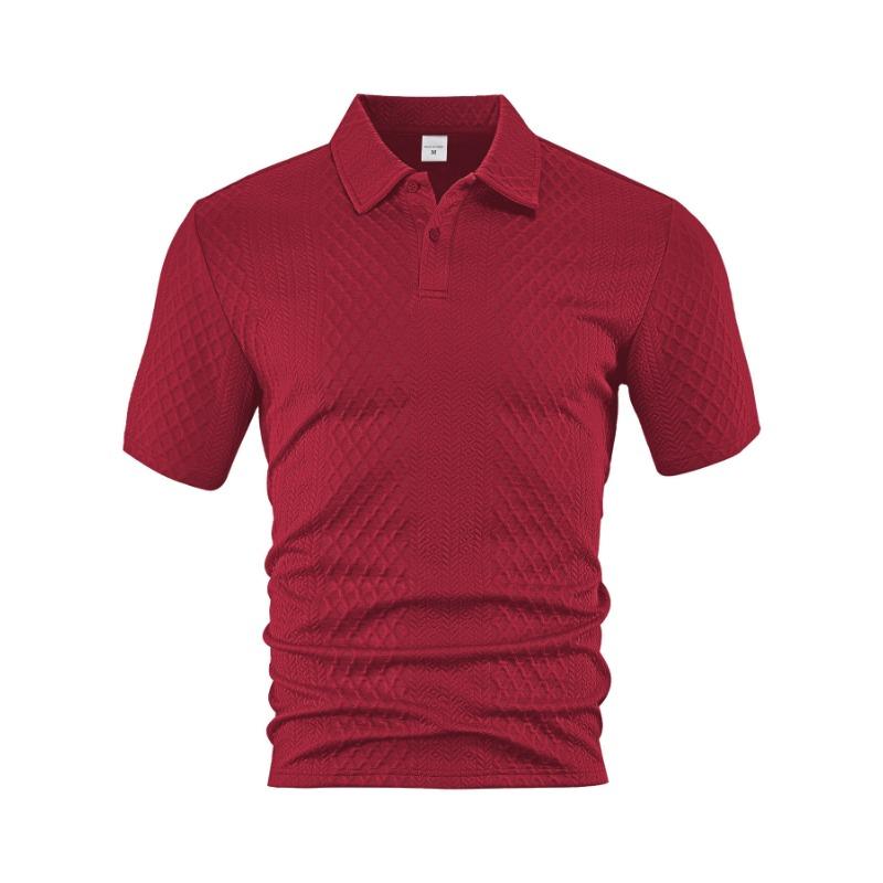 Men Short Sleeve Polo Shirt Geometric Jacquard Texture Casual Top