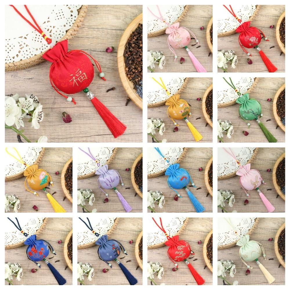 Bird Canvas Ethnic Flower Handbag Letter Jewelry Packing Bag  Hanfu Decoration