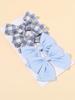 4 Stück/Set Niedliche karierte Schleife Haarspangen für Babymädchen Säuglinge Kinder Knotenhaar Einfarbig Blaue Schleife Haarspangen Haarklammern Haarschmuck