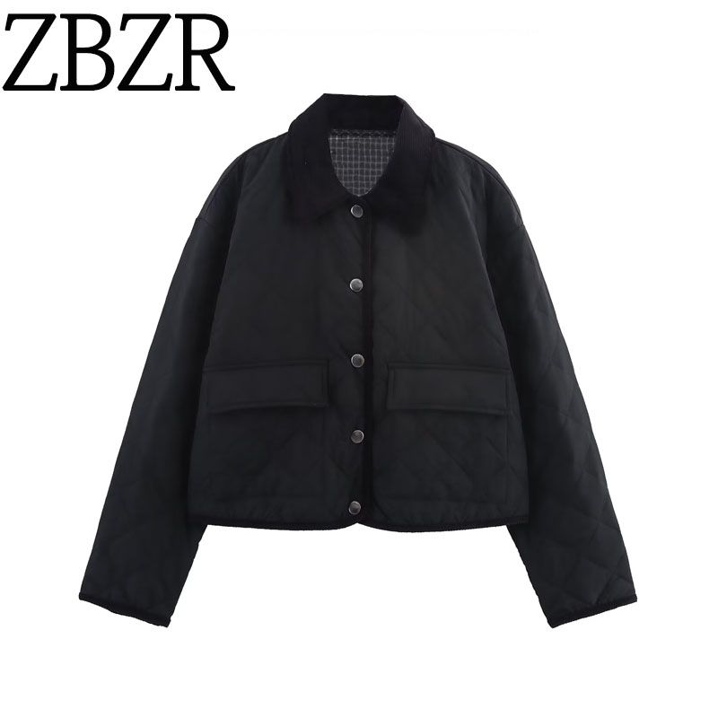 ZA Fall and Winter New Women's Clothing ZR Fashion Wind Corduroy Quilted Lazy Style Lapel Outwear 1298259