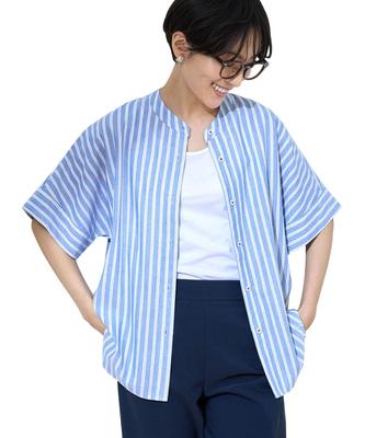DECOY Bluse mit Stehkragen in Sax Damen Knitterarm (493029)