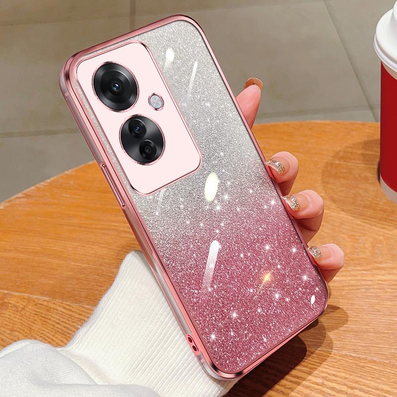 KEYSION Custodia per Telefono Glitterata con Placcatura di Lusso per OPPO Reno11 F 5G Cover Posteriore Trasparente Morbida in TPU Antiurto per OPPO Reno 11F 5G