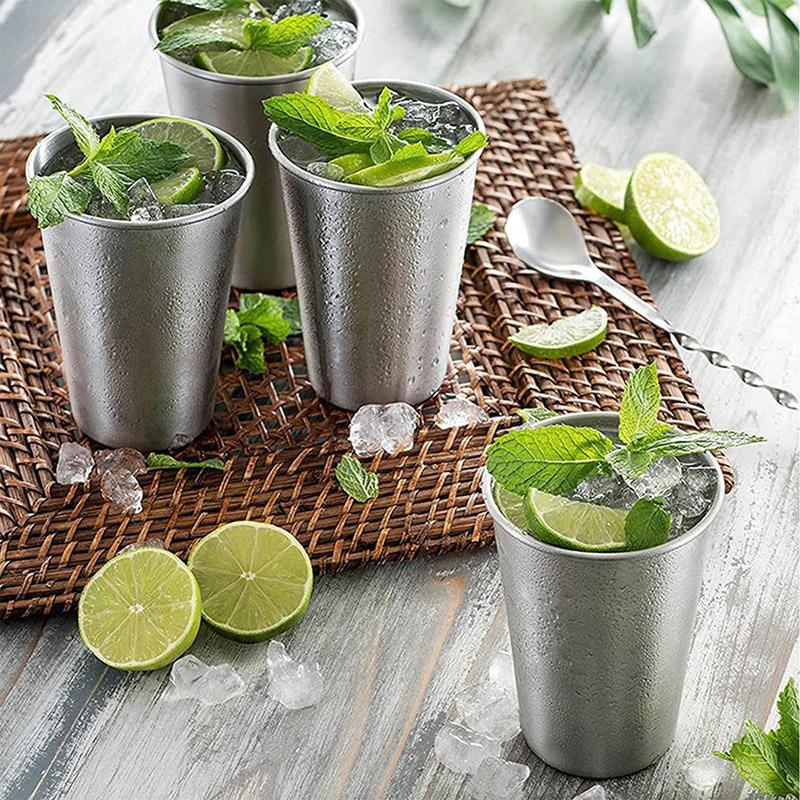Stainless Steel Metal Cup Beer Cup White Wine Glass Coffee Roller Outdoor Travel Camping Water Cup Kitchen Drinking Coffee Cup
