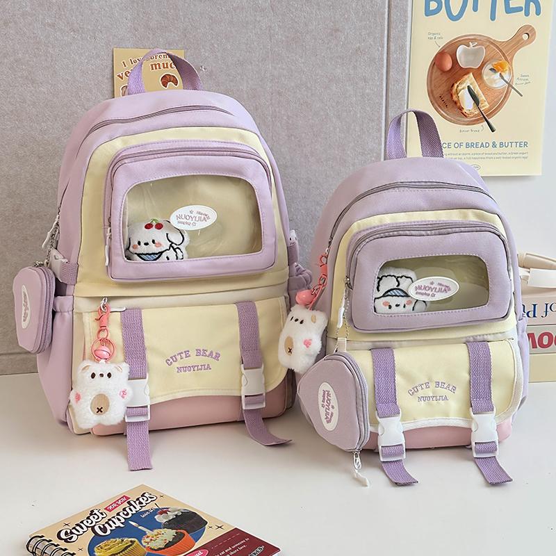 Girls Backpack Junior High School Student Backpack Color Contrast Student Schoolbag