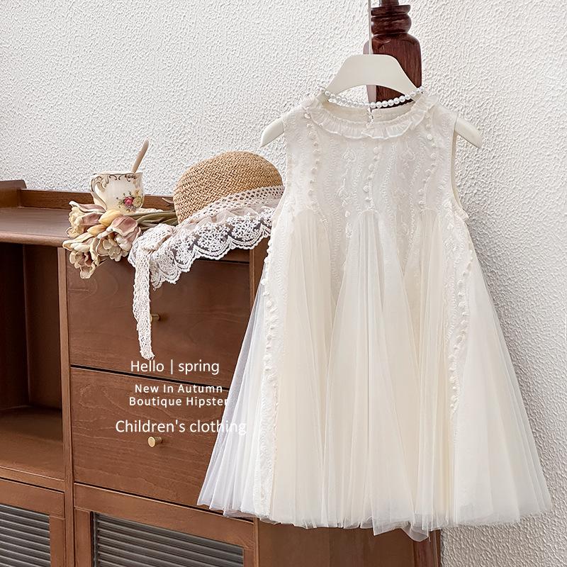 Sommer-Prinzessinenkleid für Mädchen 2025: Ärmelloses Mesh Geburtstagsoutfit