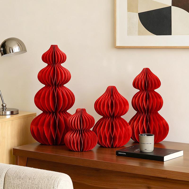 Chinese Red Gourd Paper Decorations for New Year and Spring Festival