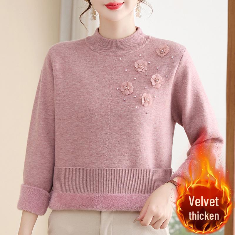 Stylish Knitted Sweater for Middle-aged Women: Warm Winter Base Layer