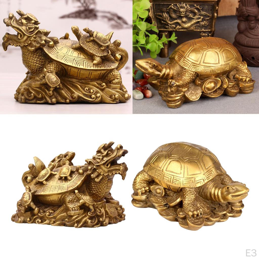 Shui Tortoise Statue Figurine Coin Wealth Ornament