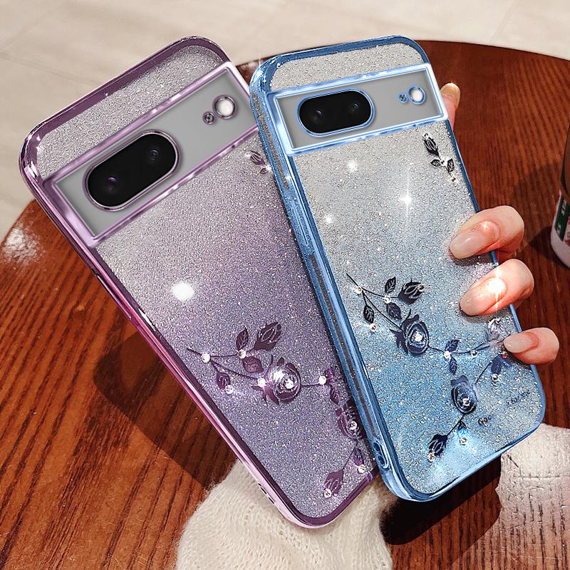KADEM For Google Pixel 7 5G Case Gradient Flower Pattern TPU Phone Drop-proof Cover