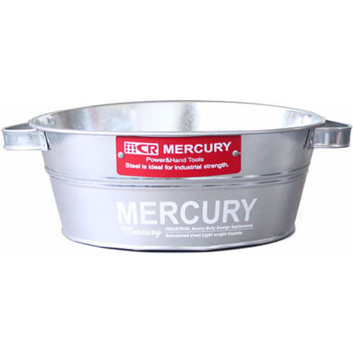 Keystone Mercury Tin Tub Bucket, 29.5 X 29.5 X 12cm, Galvanized White, ME047236