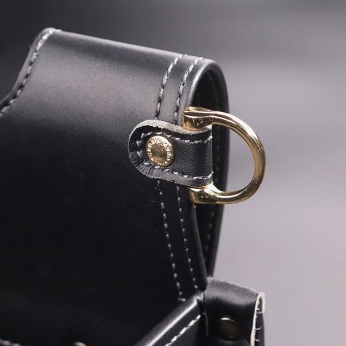 Fujiya 3-Tier Waist Bag, Black and Gold, Light PU Leather Series, AB-23BG