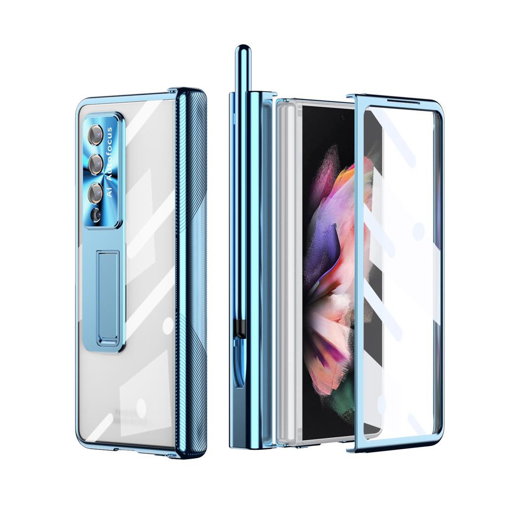 Shockproof Plating Full Protection Cases For Samsung Galaxy Z Fold4 5g Fold 4 Fold3 Fold 3 Tempered Glass S Pen Holder Coque