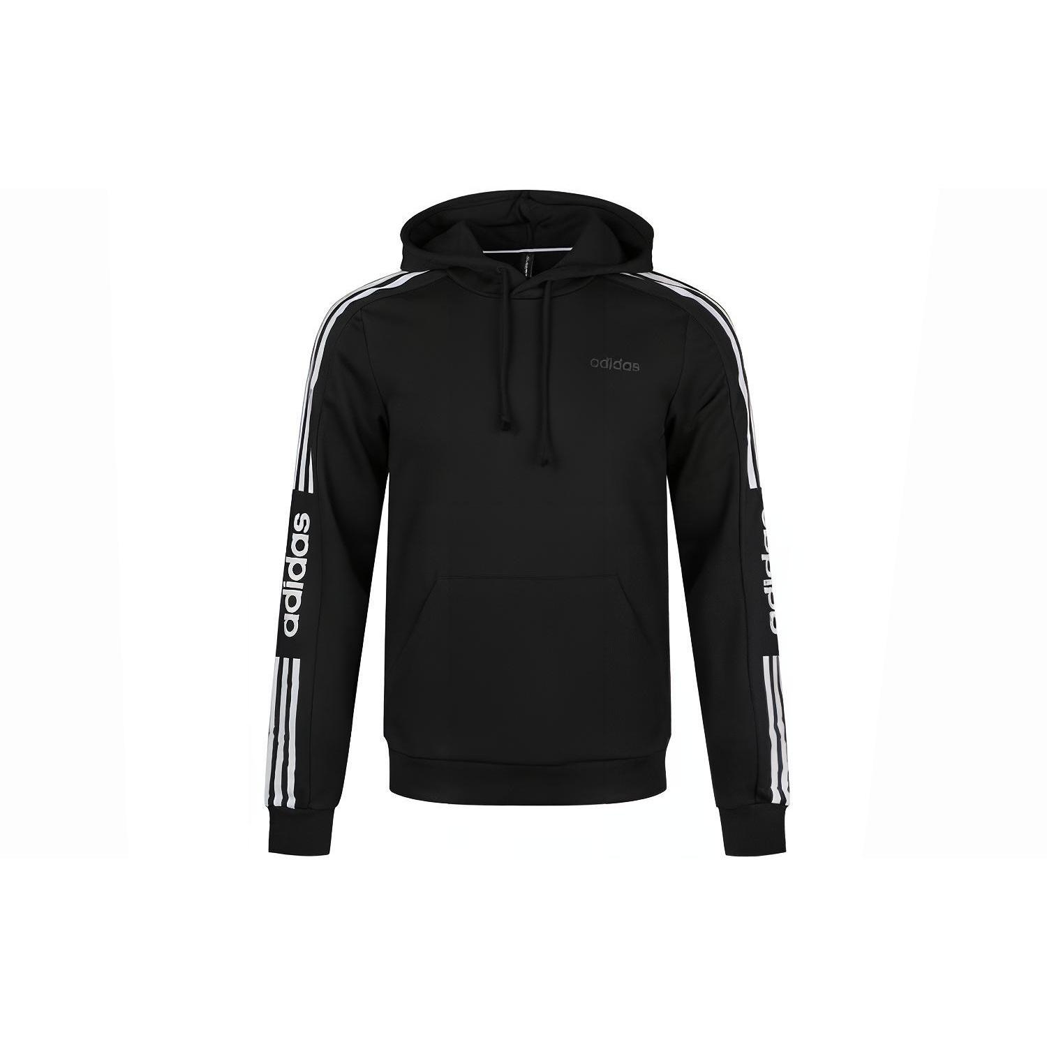 adidas neo M Ce 3S Hdy Side Stripe Knit Sports Pullover Black Men s EI4673 S