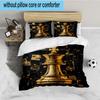 Golden Chess King On Black 3PCS Bedding set,Ideal for 1pc Duvet Cover And 2pcs Pillowcases Perfect for Fan gift,Ideal for Bedroom, Dormitory