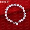 925 Sterling Silver 10mm Round Bead Chain Bracelet Fashion Wedding Jewelry