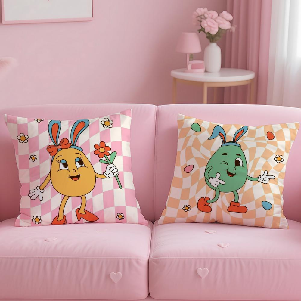 Easter Day Cushion Cover Comfortable Reversible Pillow Cover Ideal for Car Sofa Bedroom & Beyond