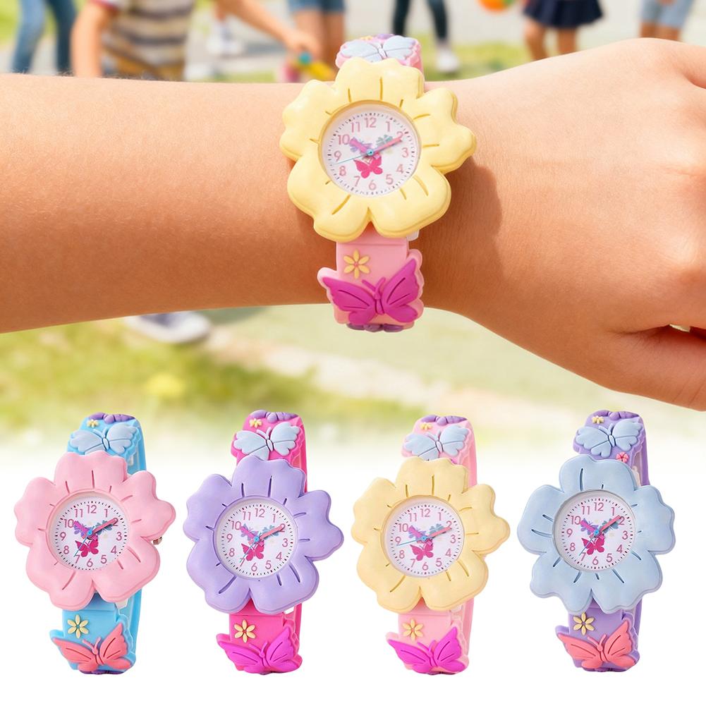 Children's Watch,Cute Floral Silicone Watch,Soft Silicone Waterproof Kids Wristwatch,Accurate-Quartz Cartoon Watch