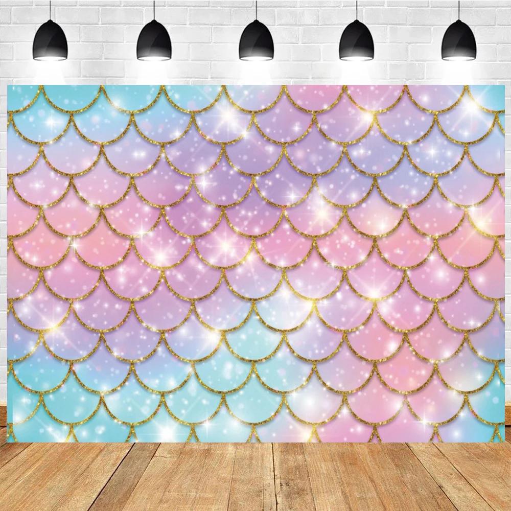 Little Mermaid Theme Party Backdrop Photography Baby Shower Decor Background Girl Birthday Wedding Cake Table Backgrounds