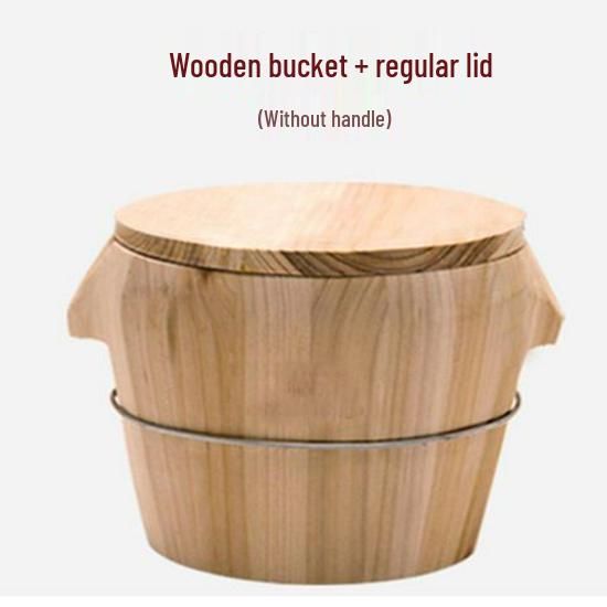 Fir Wood Rice Steamer and Bamboo Basket Set for Household and Commercial Use 21 cm Regular (Steam 2 kg of Rice)