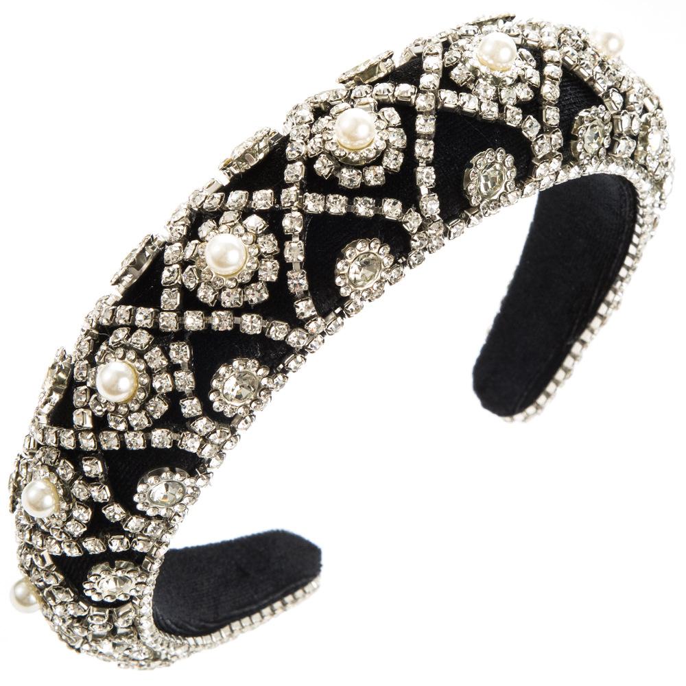 Ins Fashion Gold/Silver Pearl Hair Band Luxury Baroque Rhinestone Headband Girls Sweet Headwear Hair Accessories