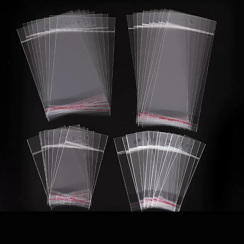 100pcs OPP Self-adhesive Bag Plastic Transparent Jewelry Packaging Bag Suitable for Earrings Ear Pendant Necklaces Jewelry Display Dustproof Bag